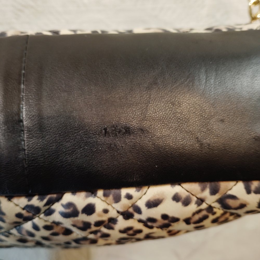 Isaac Mizrahi Leopard Print Crossbody Bag with Black and Gold Chain - Picture 6 of 9